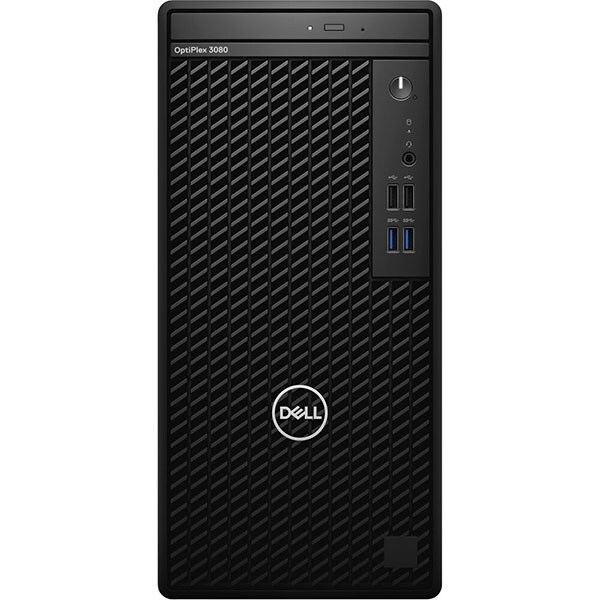 Sistem Desktop DELL OptiPlex 3080 Tower, Intel Core i3-10100 pana la 4.3GHz, 8GB, SSD 256GB, Intel UHD Graphics 630, Windows 10 Pro, negru
