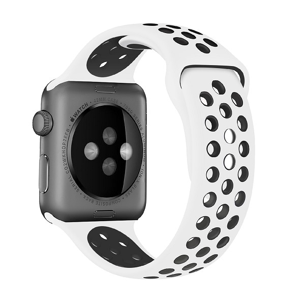 Bratara pentru Apple Watch 42mm/44mm, PROMATE Oreo-42ML, silicon, Medium/Large, alb-negru