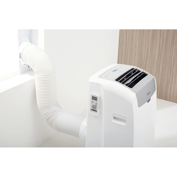 Aer conditionat portabil WHIRLPOOL PACW29HP, 9000BTU, A+, Incalzire, kit instalare inclus, alb-gri