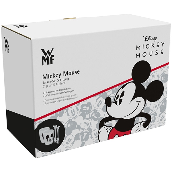 Set 2 pahare WMF Mickey Mouse, sticla + 2 linguri