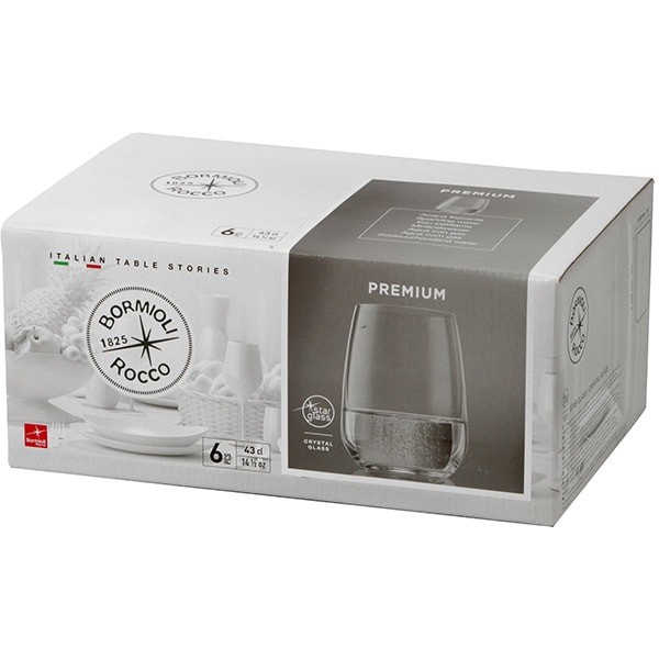 Set pahare apa minerala BORMIOLI Premium, 6 piese, 0.43l, sticla