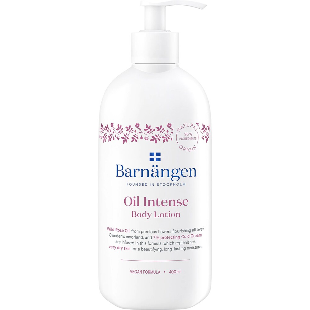 Set cadou BARNANGEN: Crema de dus Oil Intense, 400ml + Lotiune de corp Oil Intense, 400ml + Bentita de par