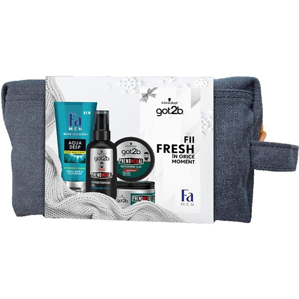 Set cadou Fa Got2be & Fa Men: Clei pentru par, 100ml + Ulei pentru barba, 75ml + Gel de dus, 200ml