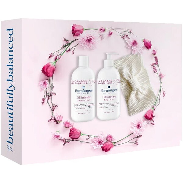 Set cadou BARNANGEN: Crema de dus Oil Intense, 400ml + Lotiune de corp Oil Intense, 400ml + Bentita de par