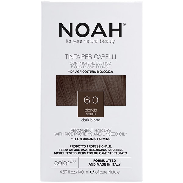 Pachet NOAH: Vopsea de par fara amoniac, 6.0 Blond inchis, 140ml, 2 buc + Sampon Color Save, 630ml
