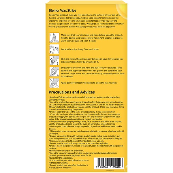 Benzi depilatoare ceara pentru intreg corpul BLENIOR Normal Hair, 41 benzi, 12 seturi