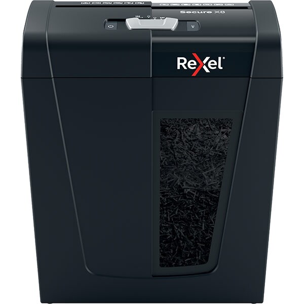 Distrugator documente manual REXEL SECURE X8, 8 coli, 14l, Cross-cut, negru