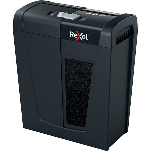 Distrugator documente manual REXEL SECURE X8, 8 coli, 14l, Cross-cut, negru
