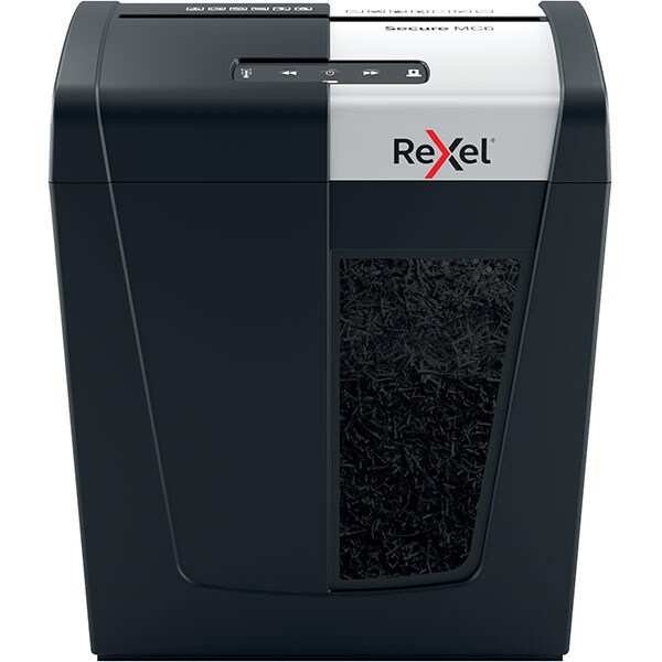 Distrugator documente manual REXEL SECURE MC6, 6 coli, 18l, Micro-cut, negru