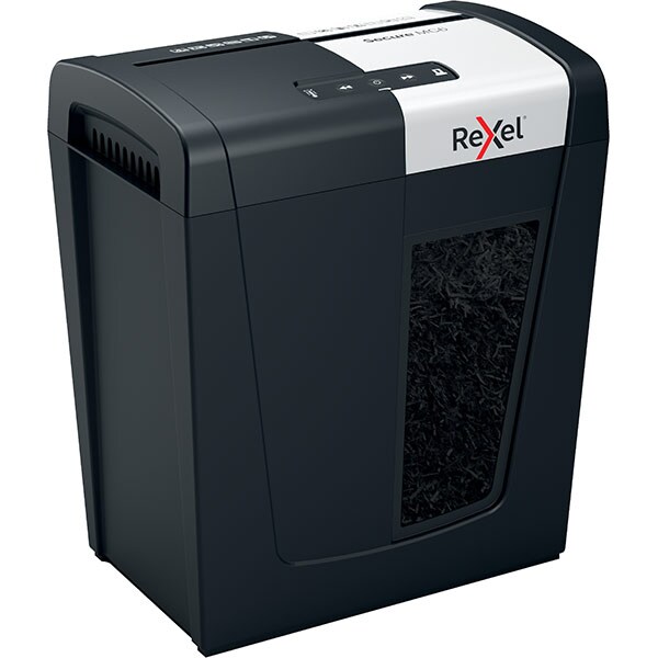 Distrugator documente manual REXEL SECURE MC6, 6 coli, 18l, Micro-cut, negru