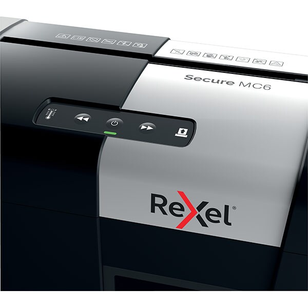 Distrugator documente manual REXEL SECURE MC6, 6 coli, 18l, Micro-cut, negru