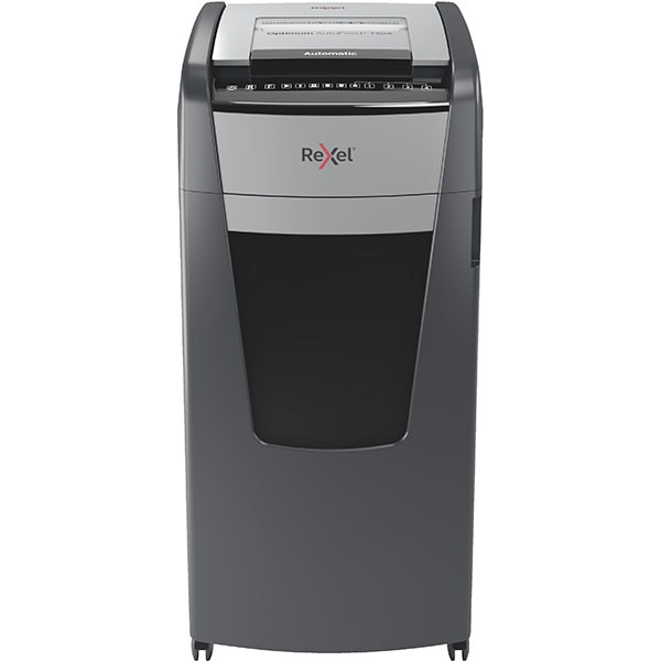 Distrugator documente automat REXEL OPTIMUM 750X, 750 coli, 140l, Cross-cut, negru-gri
