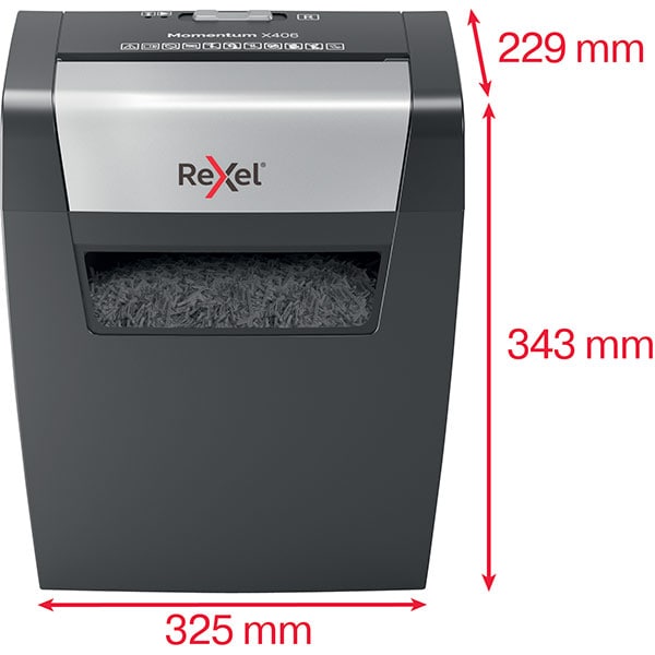 Distrugator documente manual REXEL MOMENTUM X406, 6 coli, 15l, Cross-cut, negru-gri