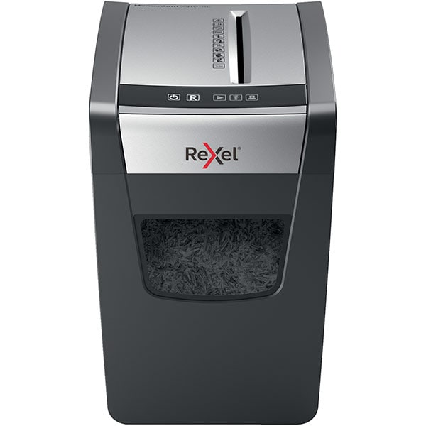 Distrugator documente manual REXEL MOMENTUM X410 SLIM, 10 coli, 23l, Cross-cut, negru-gri
