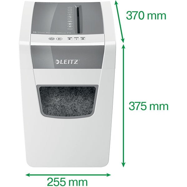Distrugator documente manual LEITZ IQ Home Office Slim, 10 coli, 23l, Cross-Cut, alb