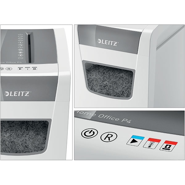 Distrugator documente manual LEITZ IQ Home Office Slim, 10 coli, 23l, Cross-Cut, alb