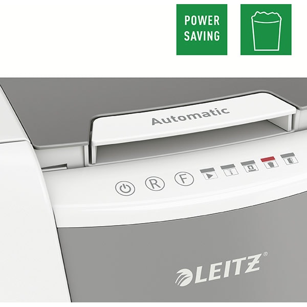 Distrugator documente automat LEITZ IQ OFFICE, 150 coli, 44l, Micro-cut, alb-gri