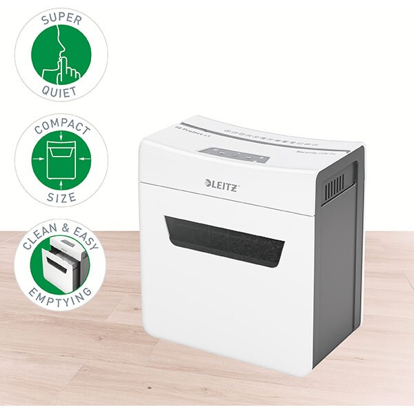 Distrugator documente manual LEITZ IQ PROTECT 6X, 6 coli, 10l, Cross-cut, alb-gri