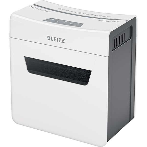 Distrugator documente manual LEITZ IQ PROTECT 6X, 6 coli, 10l, Cross-cut, alb-gri