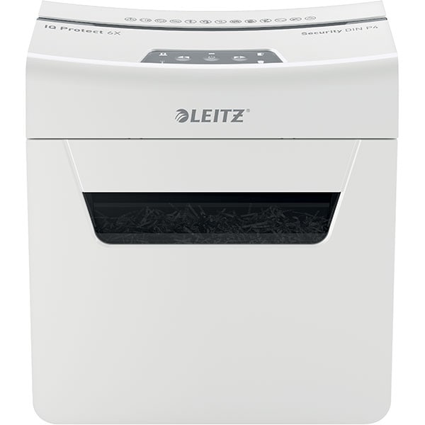 Distrugator documente manual LEITZ IQ PROTECT 6X, 6 coli, 10l, Cross-cut, alb-gri