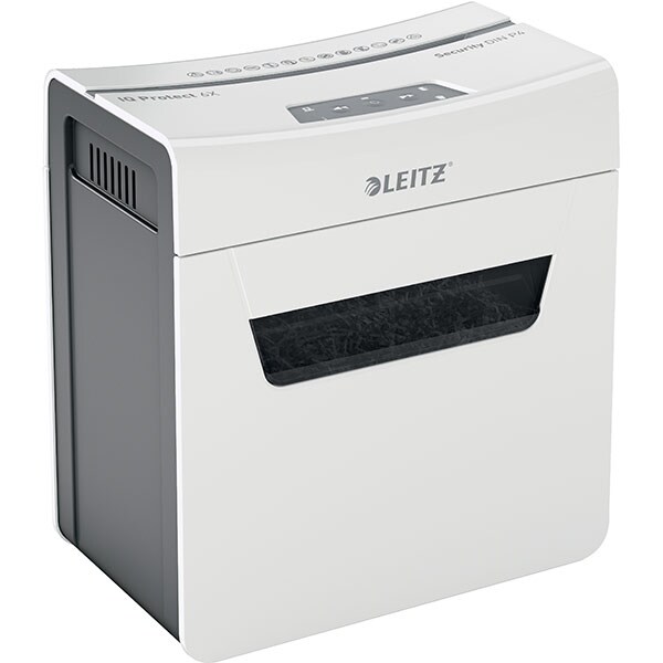Distrugator documente manual LEITZ IQ PROTECT 6X, 6 coli, 10l, Cross-cut, alb-gri