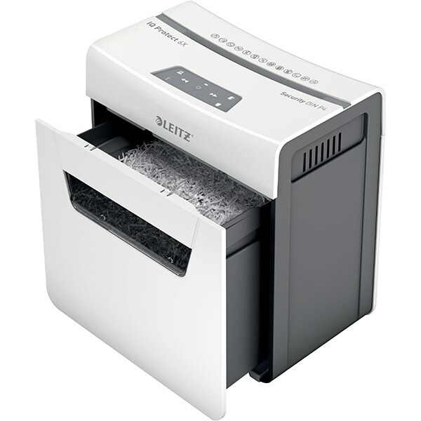 Distrugator documente manual LEITZ IQ PROTECT 6X, 6 coli, 10l, Cross-cut, alb-gri