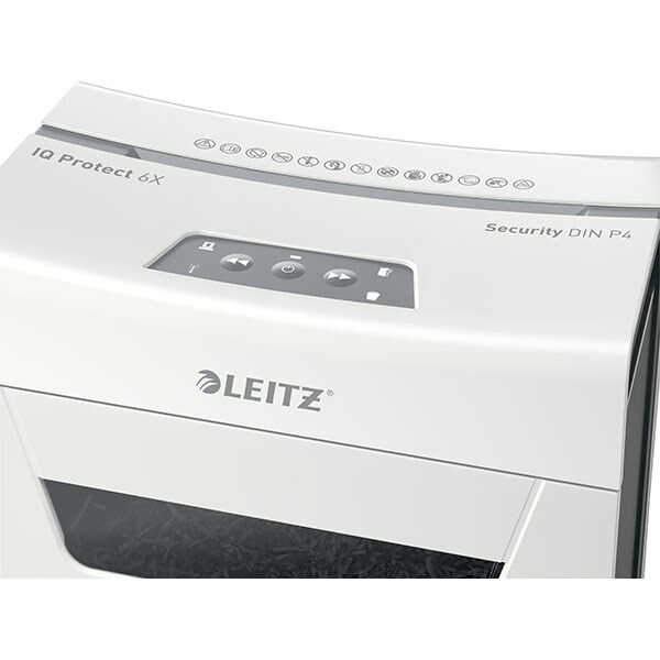 Distrugator documente manual LEITZ IQ PROTECT 6X, 6 coli, 10l, Cross-cut, alb-gri