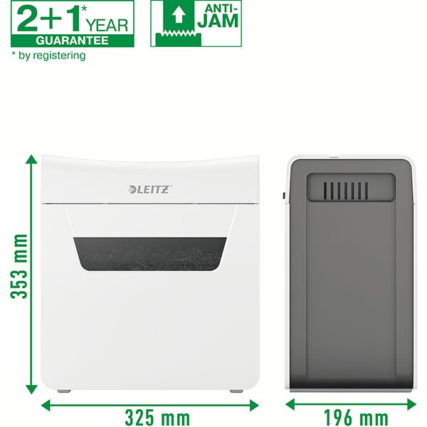 Distrugator documente manual LEITZ IQ PROTECT 6X, 6 coli, 10l, Cross-cut, alb-gri