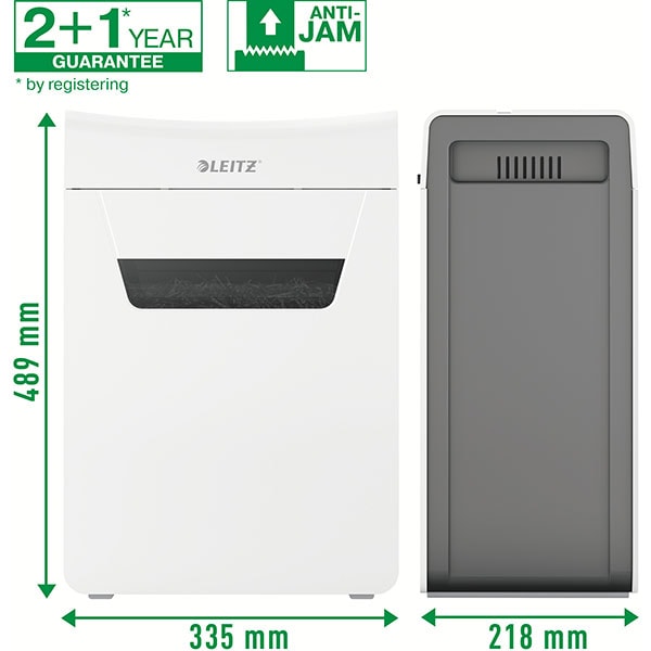Distrugator documente manual LEITZ IQ PROTECT 10X, 10 coli, 18l, Cross-cut, alb-gri
