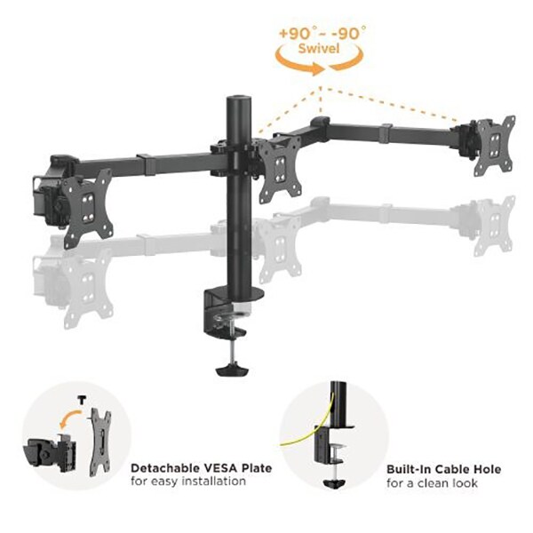 Suport 3 monitoare birou BLACKMOUNT LDT33-C036, 17-27", 7Kg