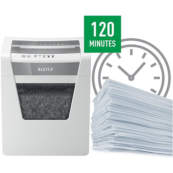 Distrugator documente manual LEITZ IQ Office P4, 15 coli, 23l, Cross-Cut, alb