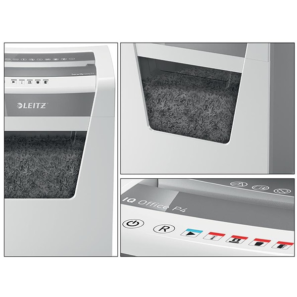 Distrugator documente manual LEITZ IQ Office P4, 15 coli, 23l, Cross-Cut, alb