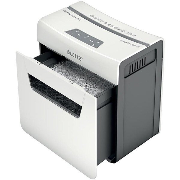 Distrugator documente manual LEITZ IQ Protect 3M P5, 3 coli, 10l, Micro-Cut, alb