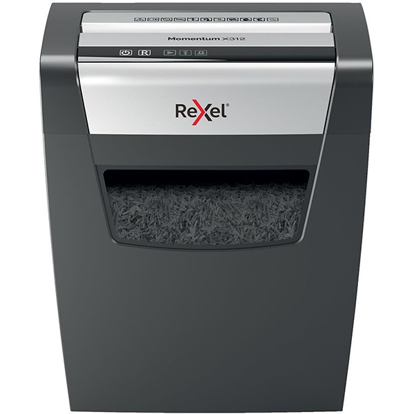 Distrugator documente manual, REXEL Momentum X312 P3, 12 coli, 23l, Cross-Cut, negru