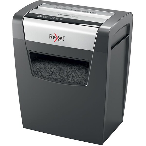 Distrugator documente manual, REXEL Momentum X312 P3, 12 coli, 23l, Cross-Cut, negru