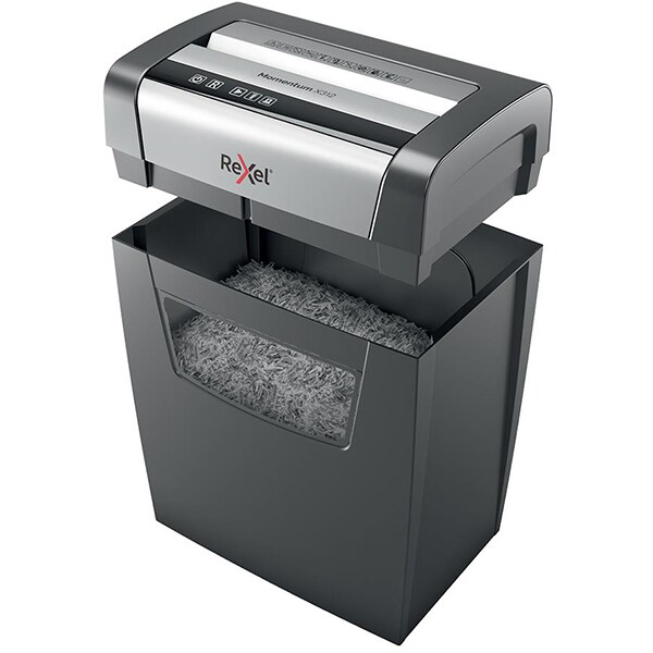 Distrugator documente manual, REXEL Momentum X312 P3, 12 coli, 23l, Cross-Cut, negru