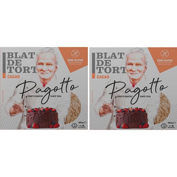 Blat de tort cacao fara gluten PAGOTTO, 350g, 2 bucati