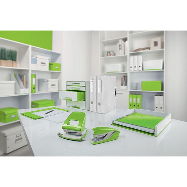 Perforator metalic LEITZ 5008, 30 coli, 2 perforatii, verde