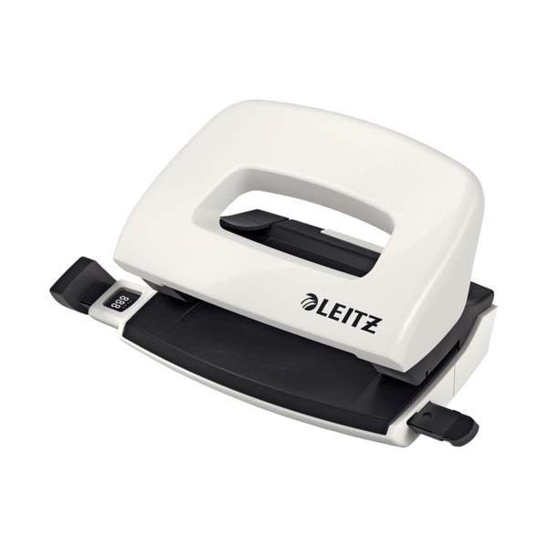 Perforator metalic LEITZ WOW 5060 MINI NeXXt Series, 10 coli, 2 perforatii, alb perlat