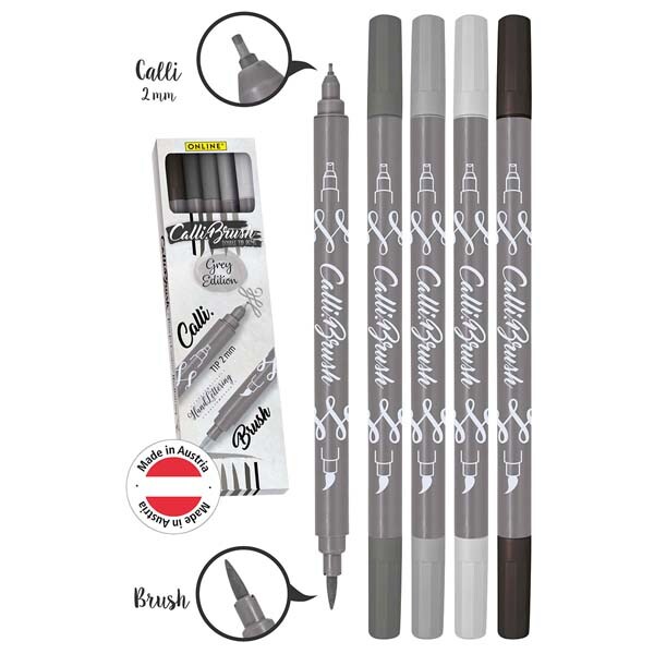 Marker ONLINE ON019105, 2 mm, 5 bucati, 2 varfuri, gri