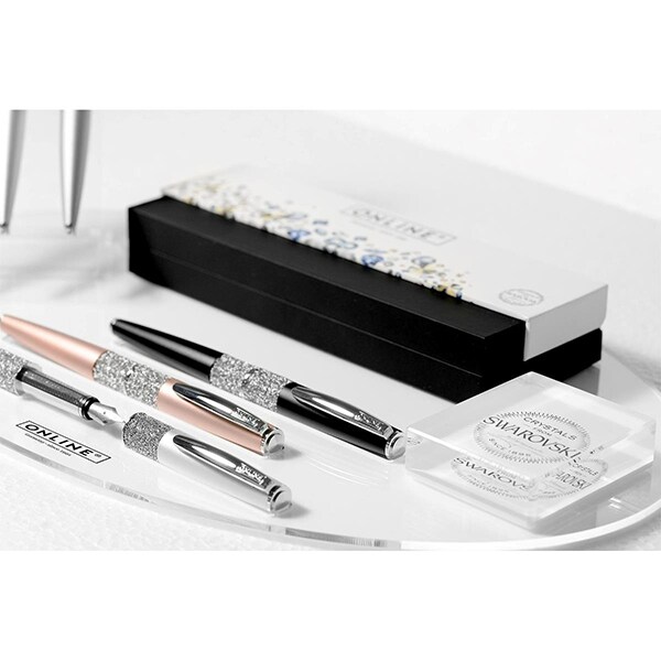 Stilou ONLINE Crystal Celebrites, cristale Swarovski, negru