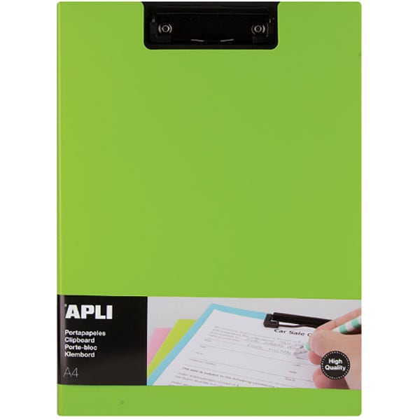 Clipboard APLI, A4, polipropilena, verde