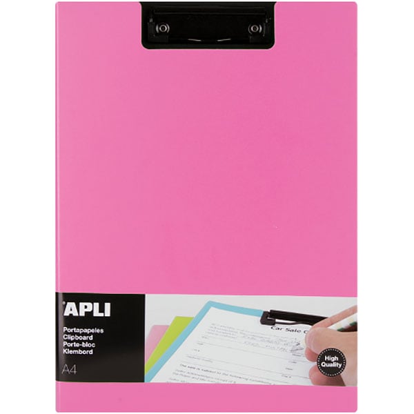 Clipboard APLI, A4, polipropilena, roz