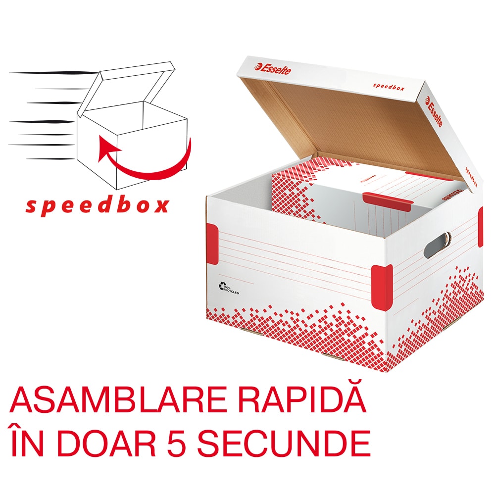 Cutie de arhivare ESSELTE Speedbox, 433 x 263 x 364 mm, carton, 1 bucata, alb
