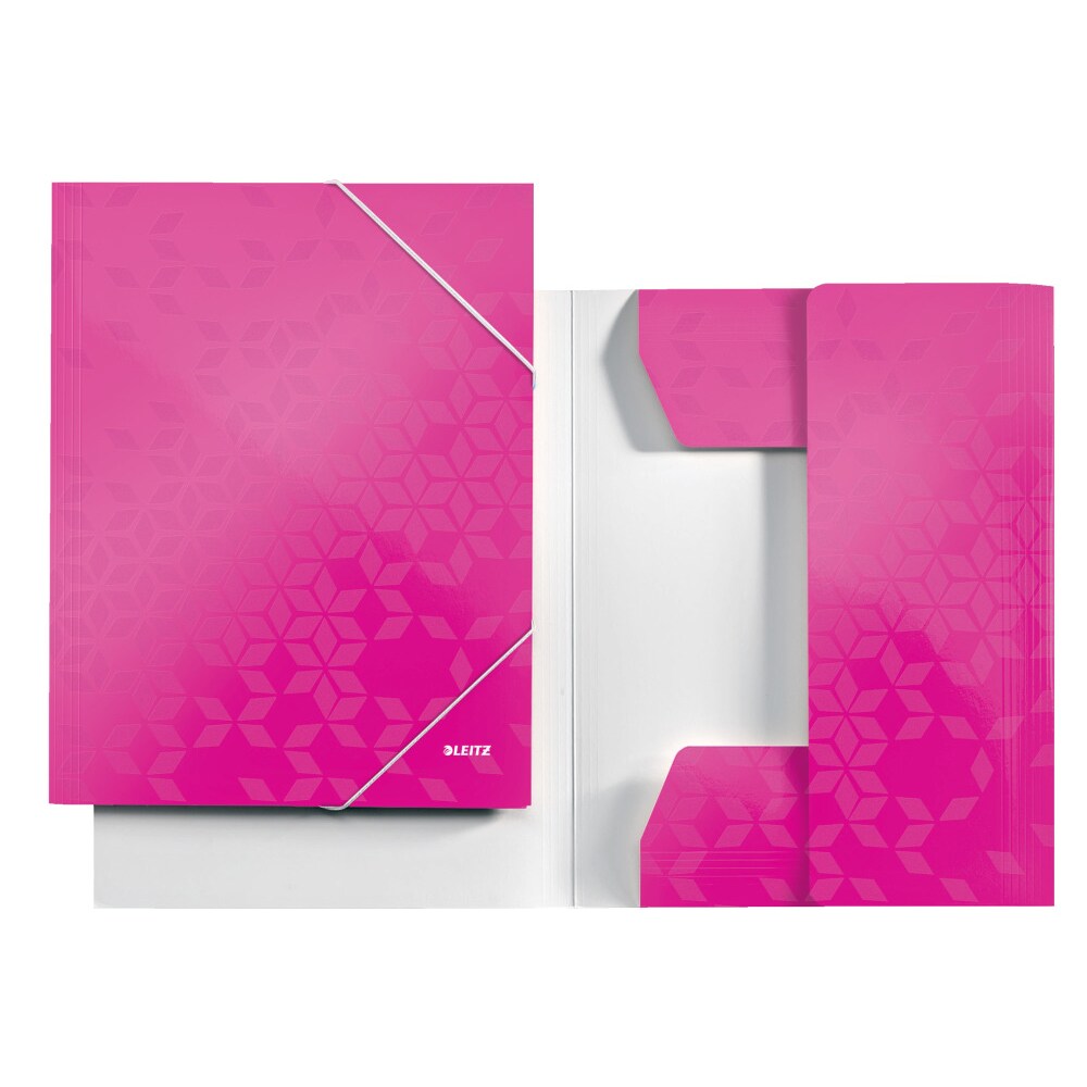 Mapa documente cu elastic LEITZ Wow, A4, carton, roz