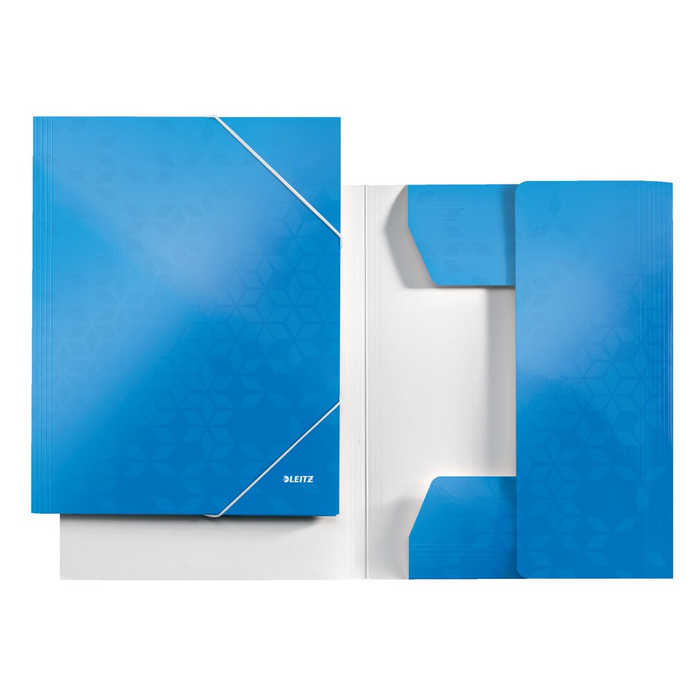 Mapa documente cu elastic LEITZ Wow, A4, carton, albastru