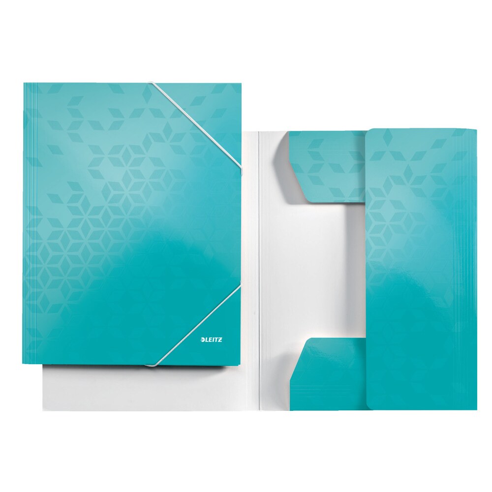 Mapa documente cu elastic LEITZ Wow, A4, carton, turcoaz
