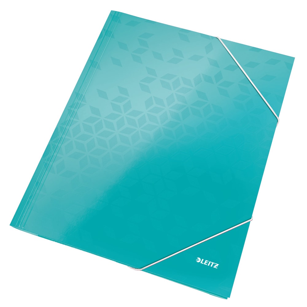 Mapa documente cu elastic LEITZ Wow, A4, carton, turcoaz