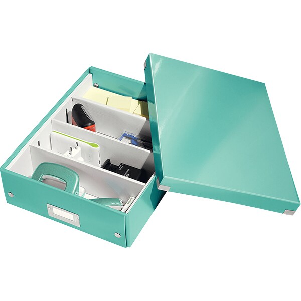 Cutie organizare LEITZ Click & Store Organizer, 281 x 100 x 370 mm, carton, turcoaz