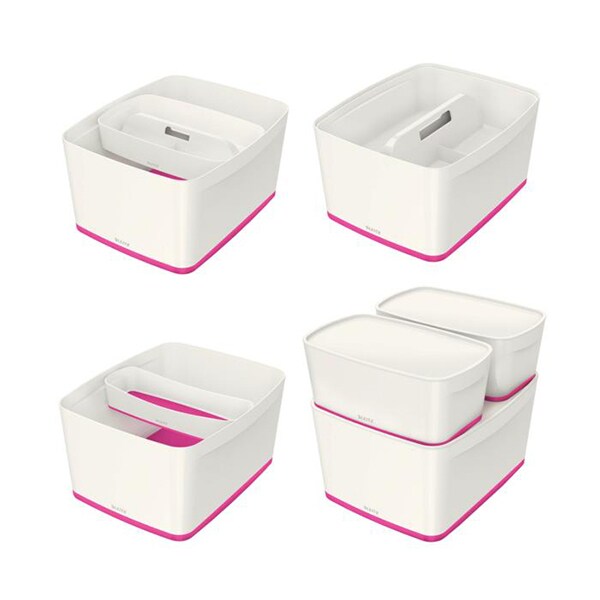 Cutie organizare LEITZ MyBox, 318 x 198 x 385 mm, ABS, alb-roz